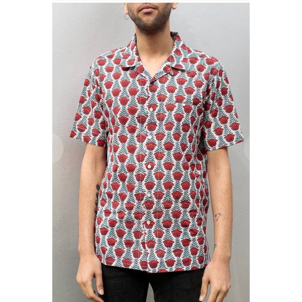 KARDO posie print cotton men’s button down shirt L